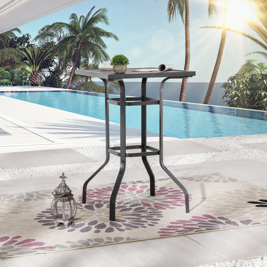25" Brown And Black Square Metal Outdoor Bistro Table