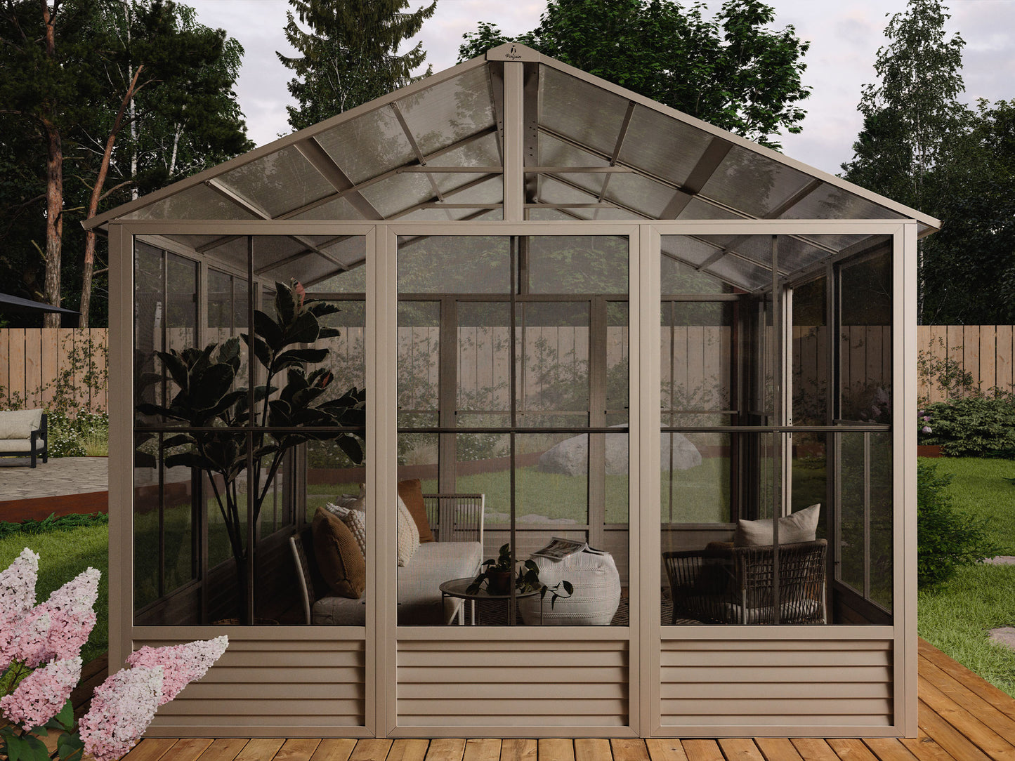 Gazebo Penguin Myrdal Solarium 11x10 Polycarbonate Roof in Beige