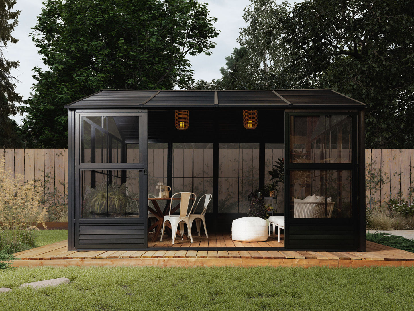 Gazebo Penguin Myrdal Solarium 11x10 Metal Roof in Black