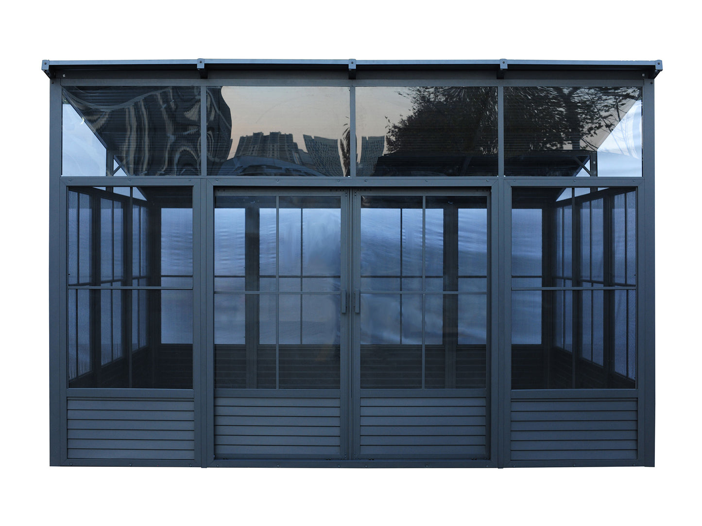 Gazebo Penguin Narvik Solarium Metal Roof 12x15 in Dark Grey