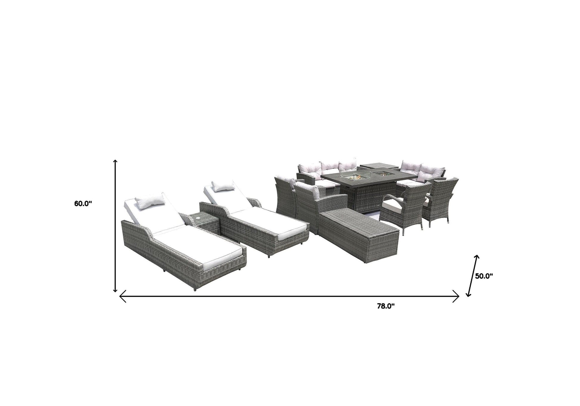 Homeroots 12-Piece Patio Conversation Set With Cushions And Chairs Outdoor Surplus USA