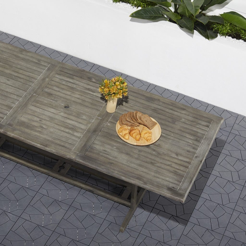 Homeroots Distressed Grey Extendable Dining Table Outdoor Surplus USA