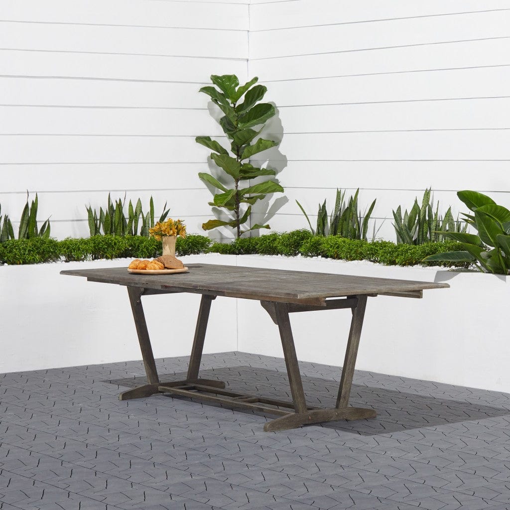 Homeroots Distressed Grey Extendable Dining Table Outdoor Surplus USA