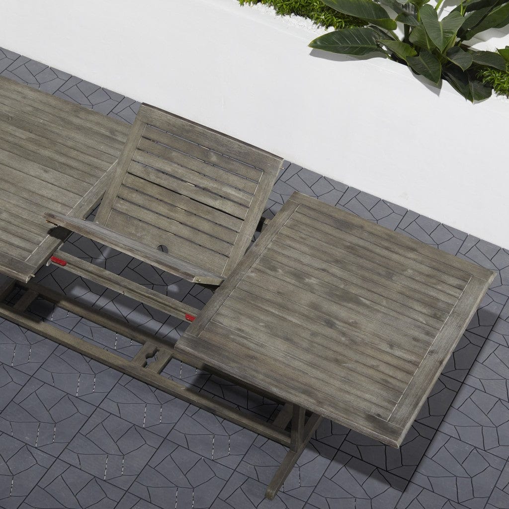 Homeroots Distressed Grey Extendable Dining Table Outdoor Surplus USA