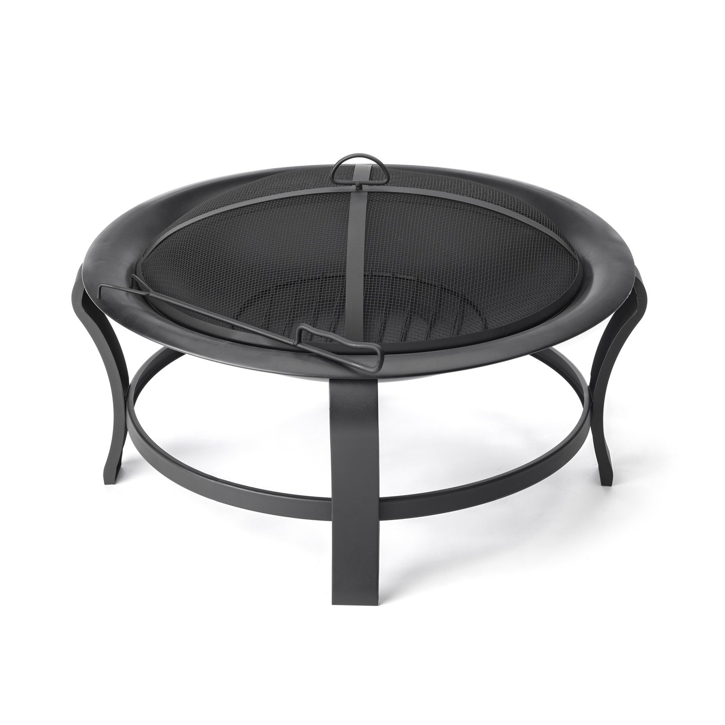 Homeroots Black Steel Round Wood Burning Fire Pit