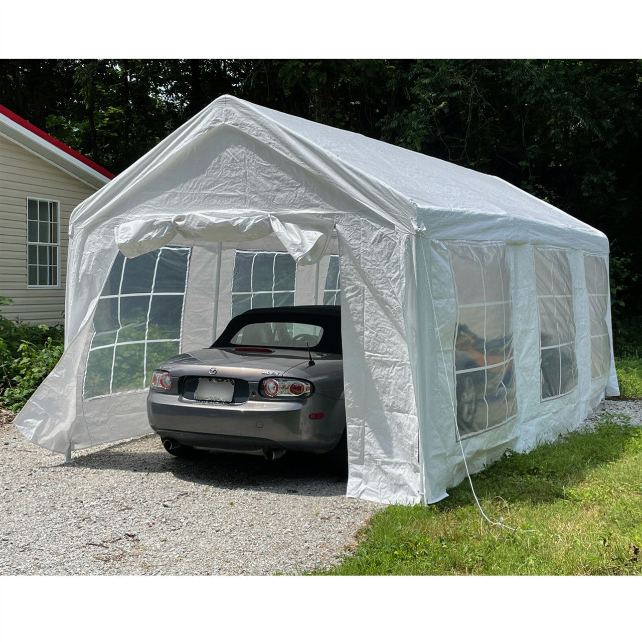 Heavy Duty Outdoor Canopy Tent Sidewalls and Windows - 10 X 20 FT - White