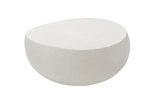 Ikaria 42" Egg shape Concrete Coffee Table-CREAM WHITE By Elementi Home