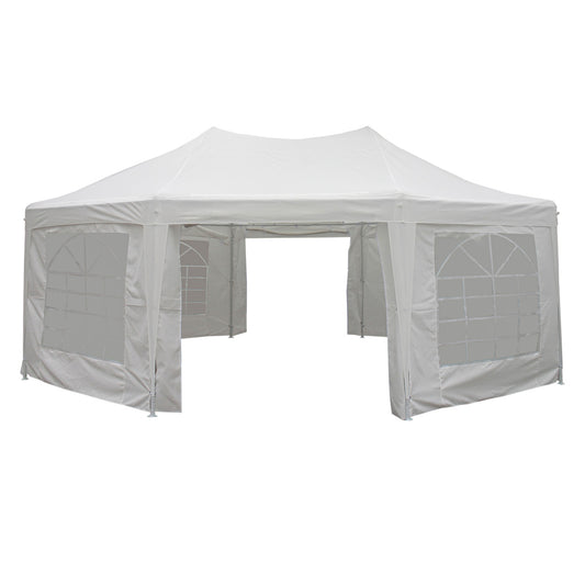 Heavy Duty Octagonal Outdoor Canopy Event Tent with Windows - 20 X 14 FT - White