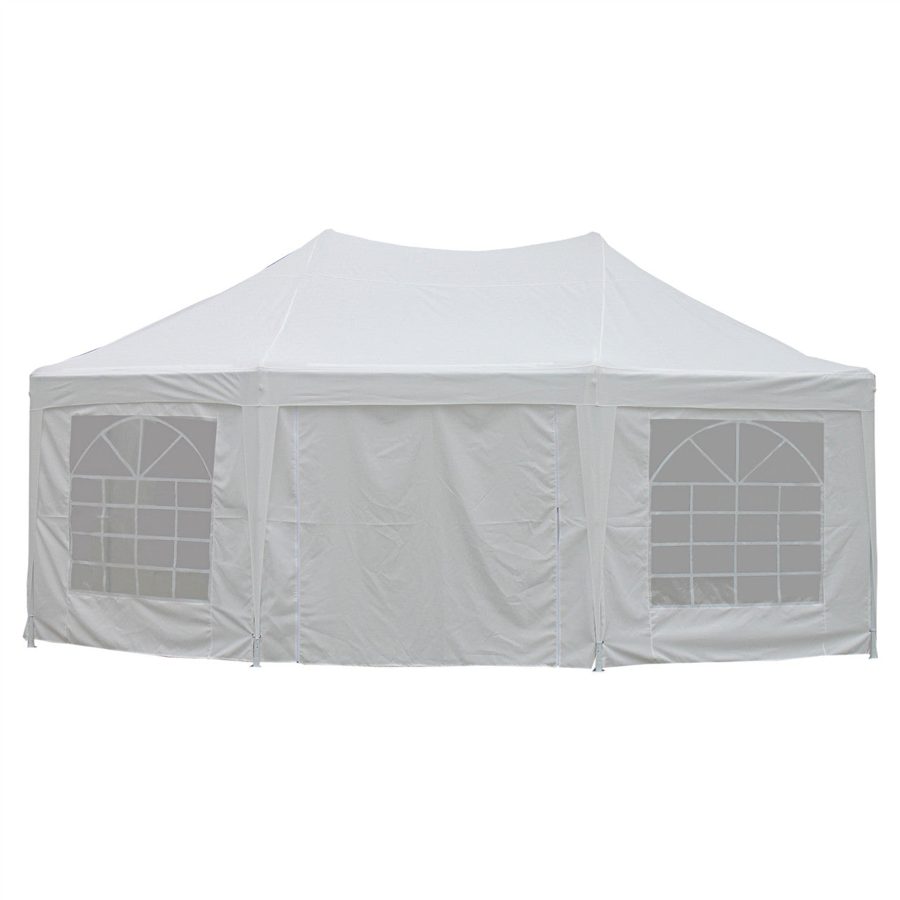 Heavy Duty Octagonal Outdoor Canopy Event Tent with Windows - 20 X 14 FT - White