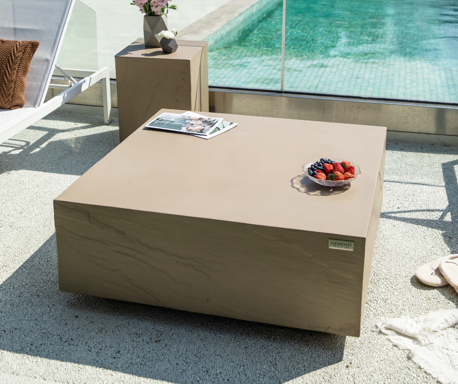 Colorad 33.9" Square Concrete Coffee Table Medium- SUNLIGHT YELLOW By Elementi Home