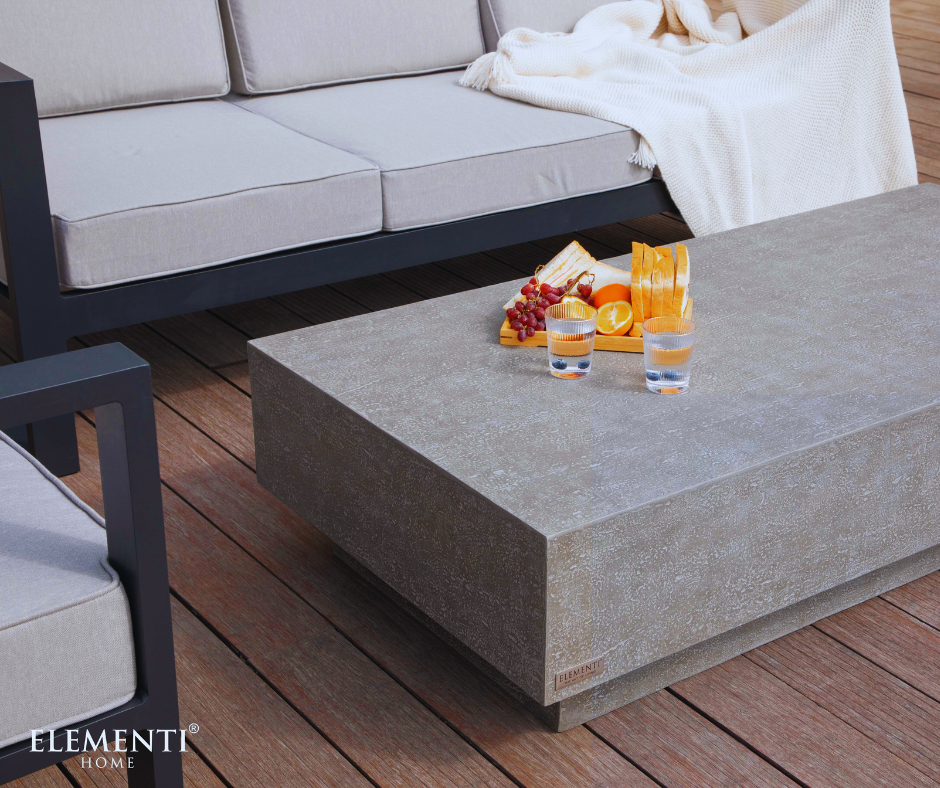 Tevere L60" Rectangular Concrete Coffee Table Rectangle-SPACE GREY By Elementi Home