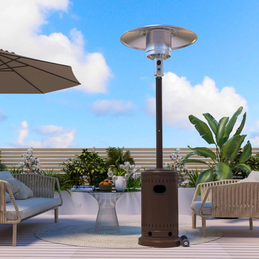 Pamapic 48,000 BTU Propane Outdoor Heater with Wheels