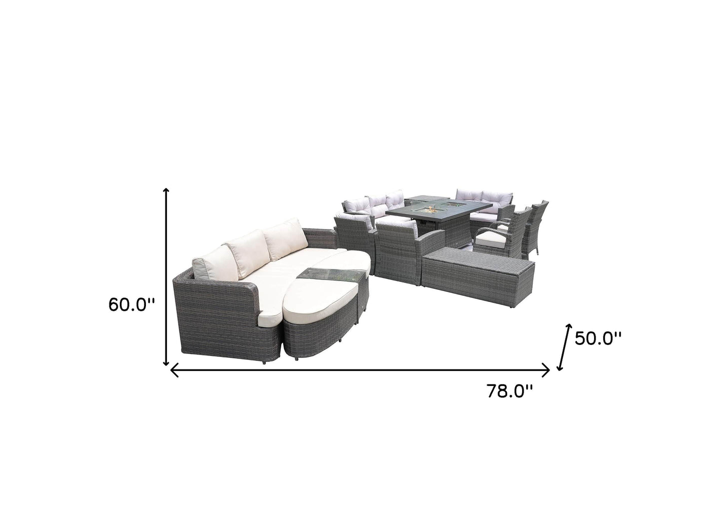 Homeroots 10-Piece Patio Conversation Set With Cushions And Chairs Outdoor Surplus USA